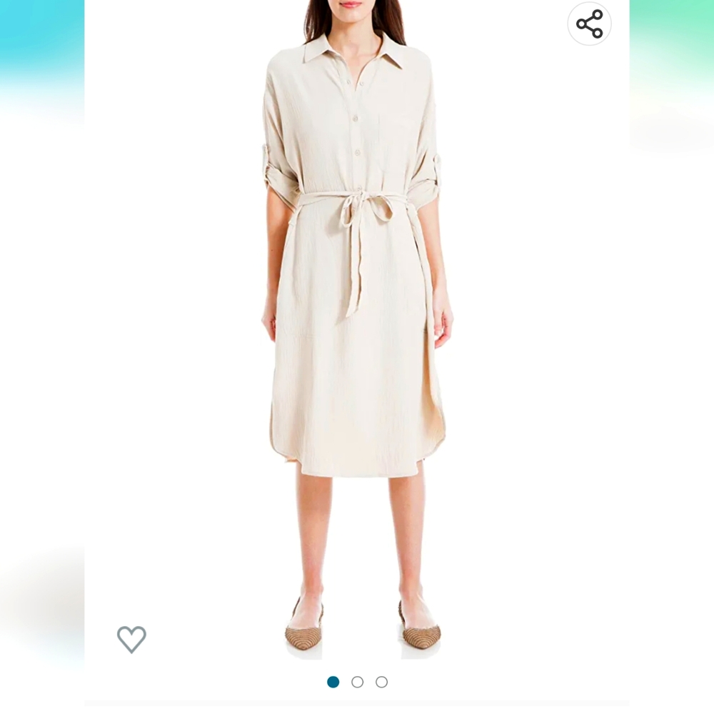 NWT Max Studio Womens Button Front Midi Shirt Dress